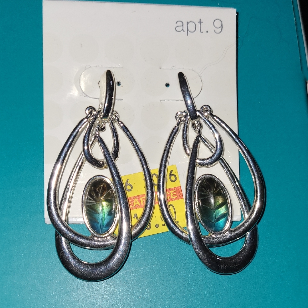 Apt 9 Silver Earrings With Iridescent Accents 20$